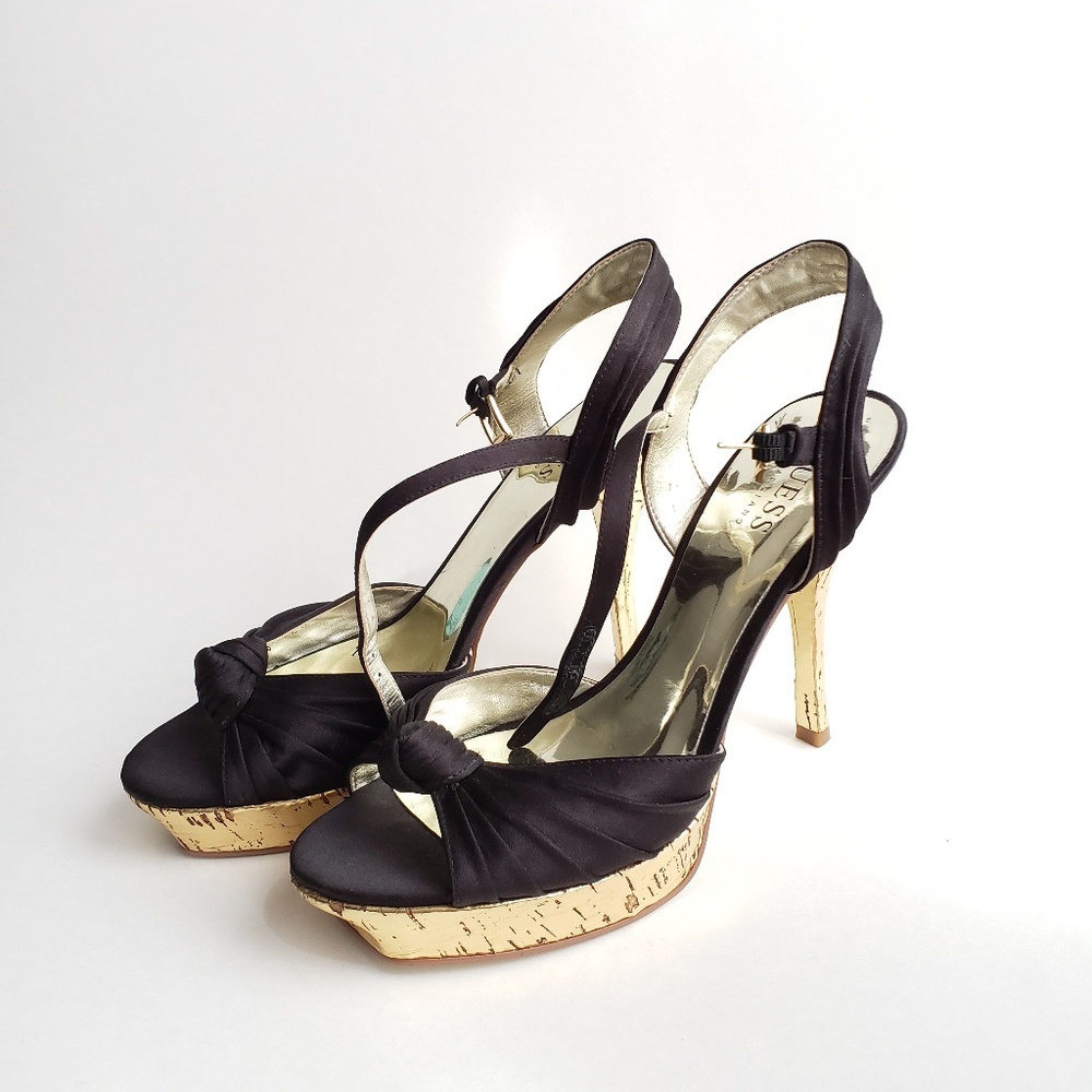NWOT GUESS BY MARCIANO Black Gold Heels Size 6.5 - Picture 5 of 6